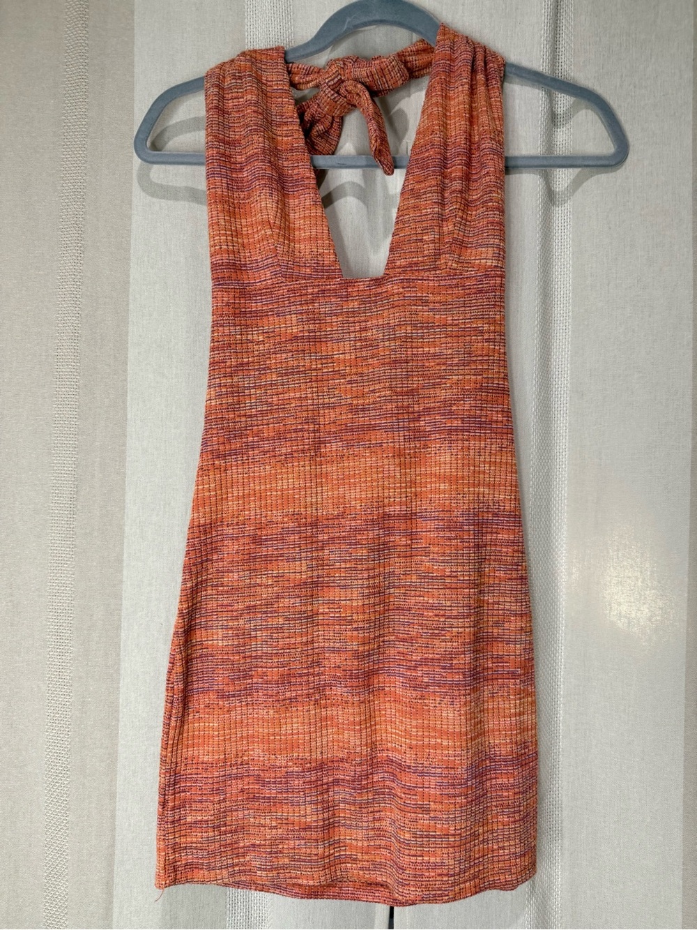 ASOS Orange-Purple Knit Halter Mini Dress Size XS